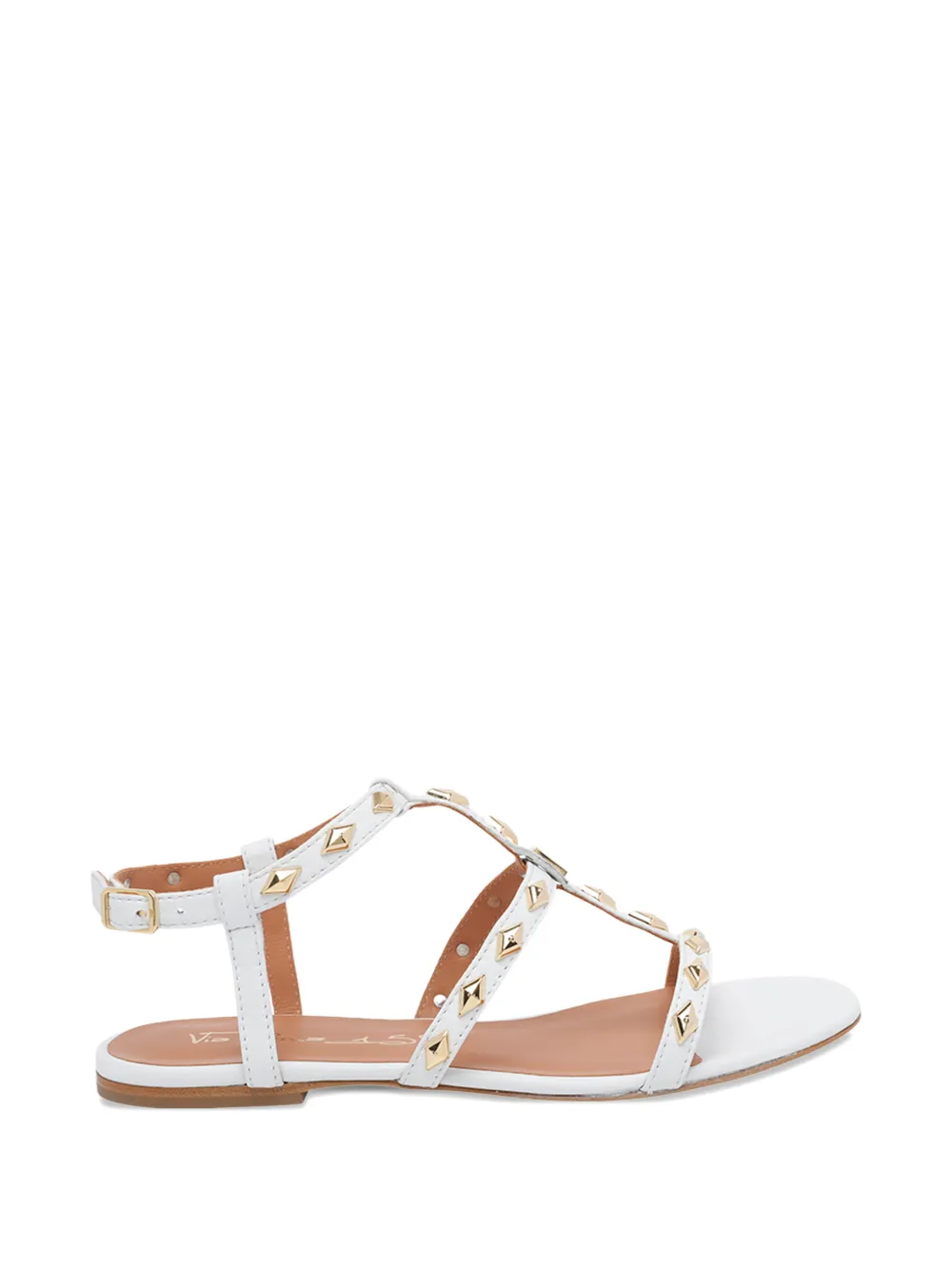 Via Roma 15 stud-embellished buckled sandals - Bianco