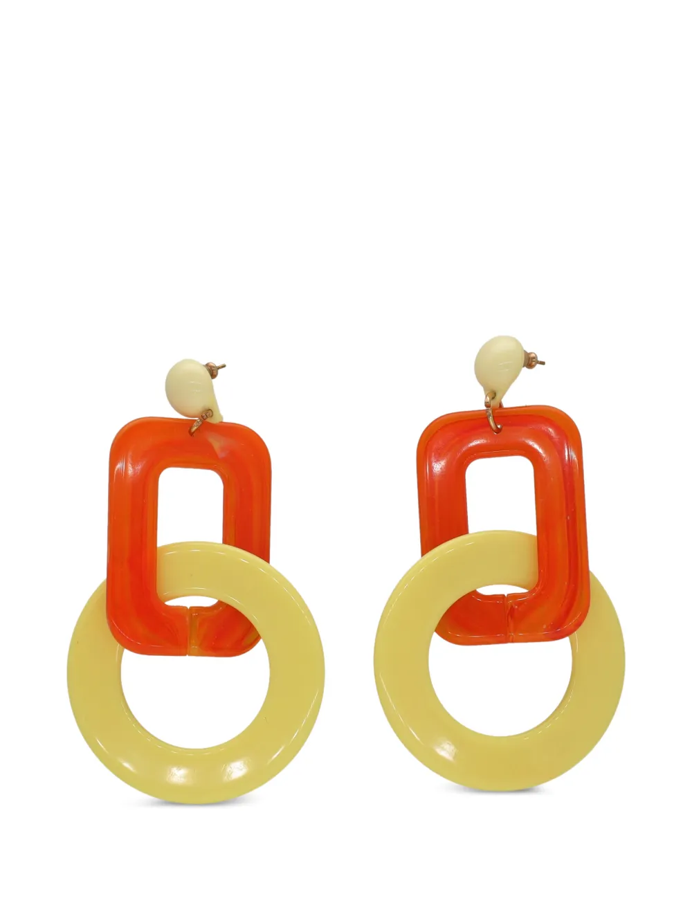 Enrico Coveri Vintage rectangle cricle earrings - Arancione