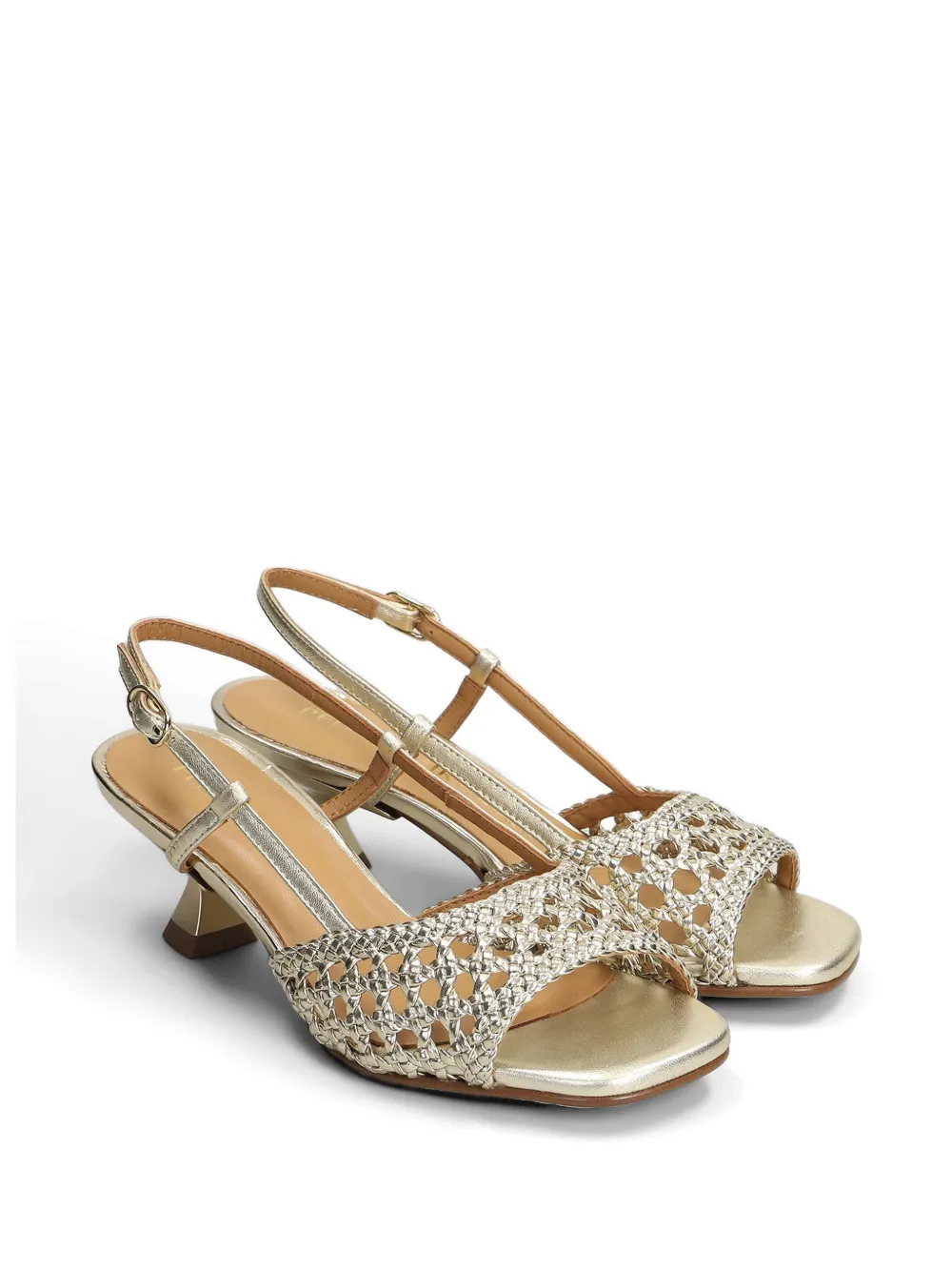 Pedro Miralles woven slingback heeled sandals Goud