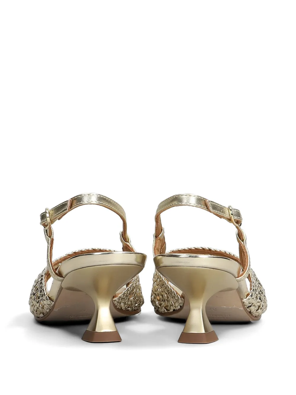 Pedro Miralles woven slingback heeled sandals Goud