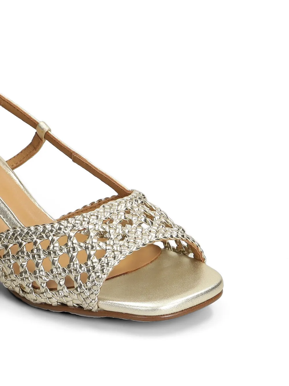 Pedro Miralles woven slingback heeled sandals Goud