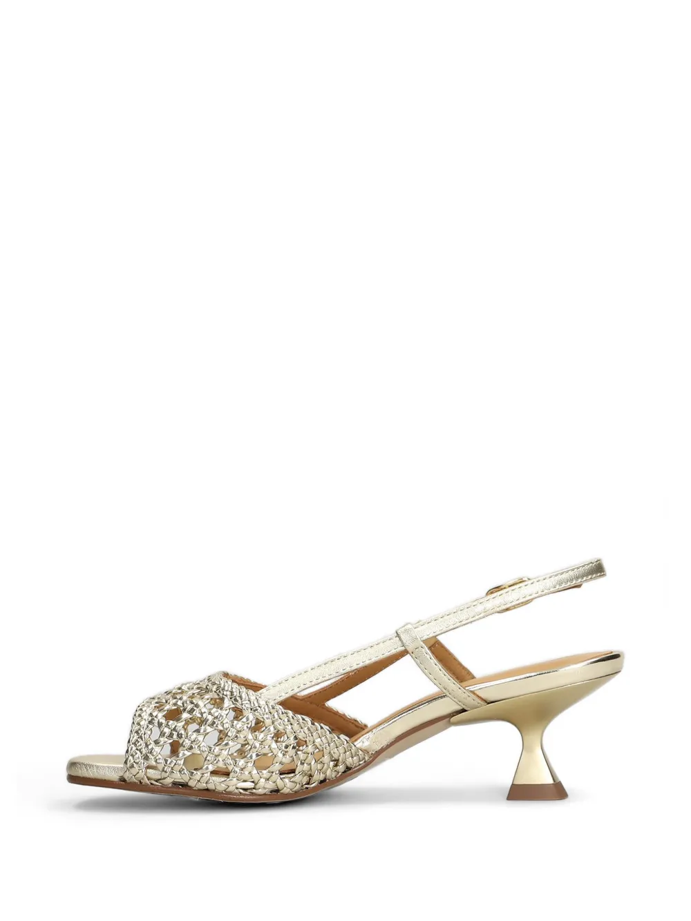 Pedro Miralles woven slingback heeled sandals Goud