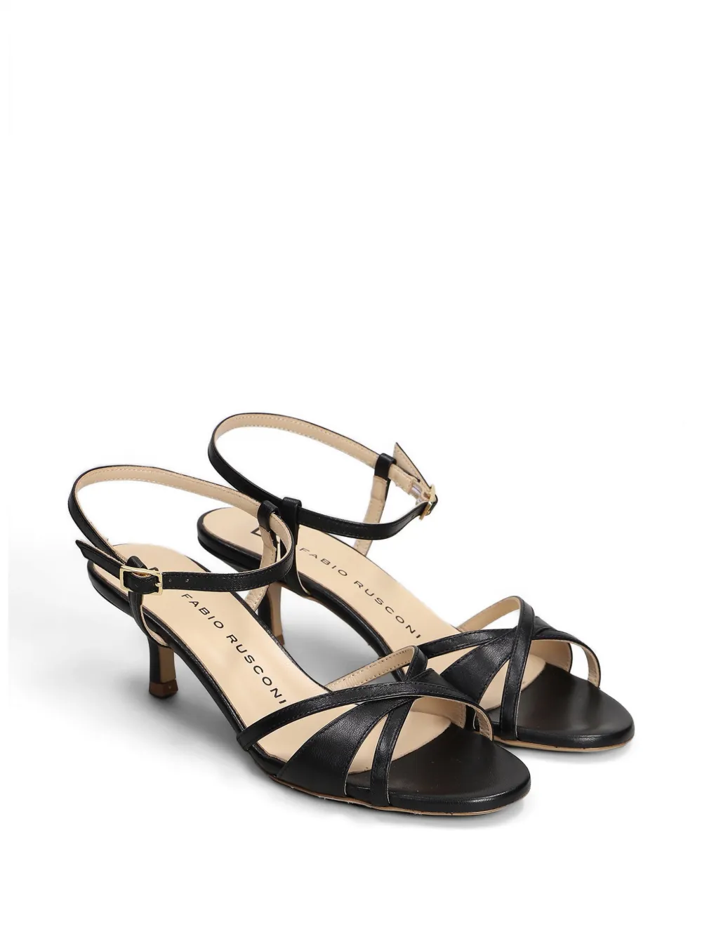 Fabio Rusconi criss-cross kitten-heel sandals Zwart