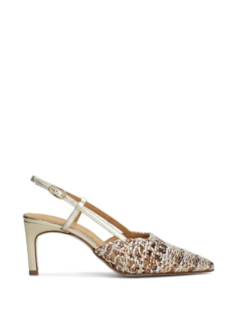 Pedro Miralles Mantua Metallic woven slingback heeled pumps