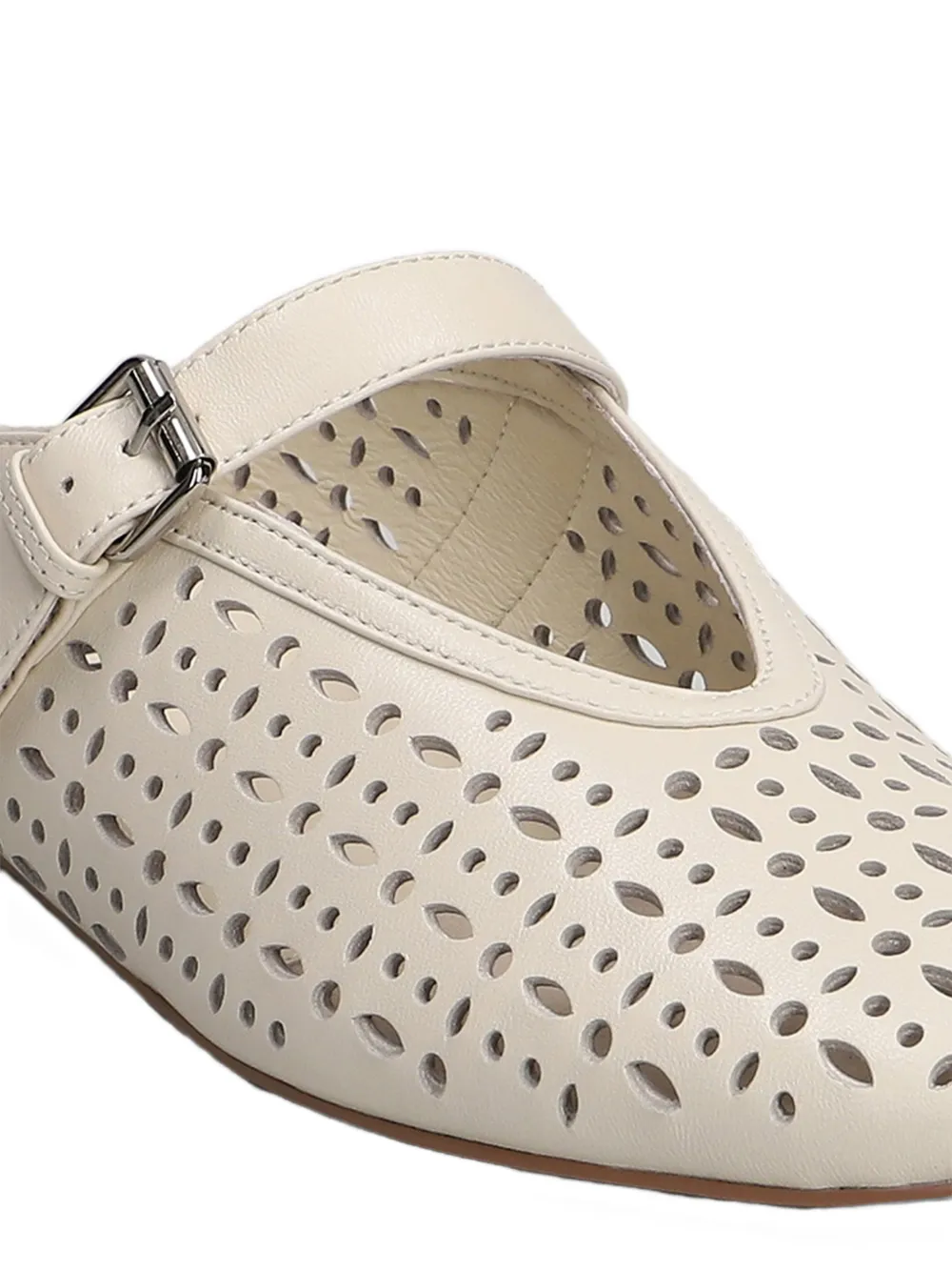 Bibi Lou Maia laser-cut buckle-strap mules Beige