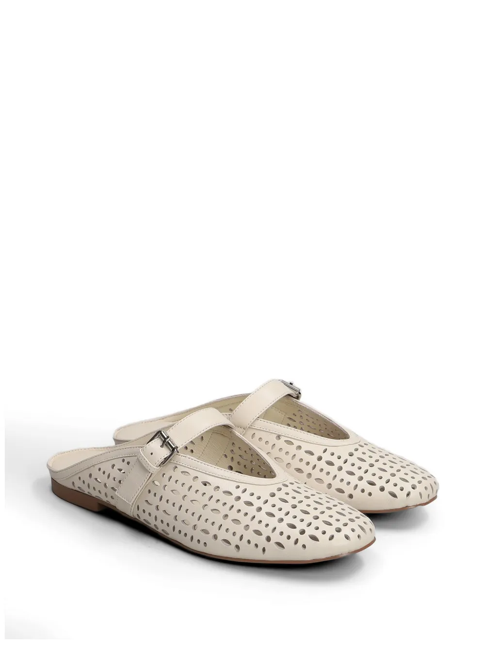 Bibi Lou Maia laser-cut buckle-strap mules Beige