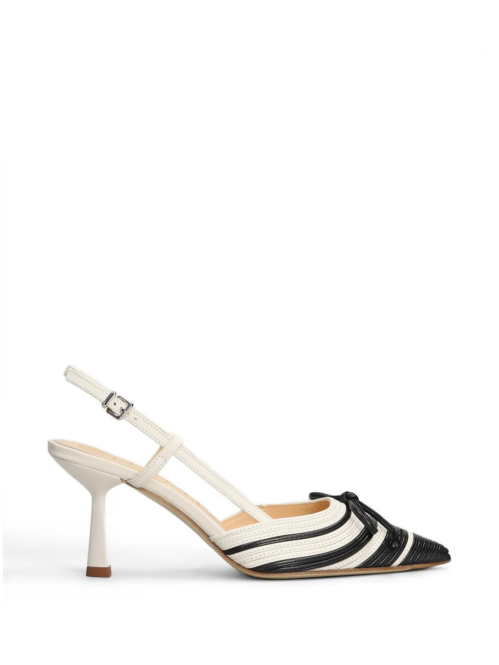 Chantal striped bow-detail pumps - Bianco