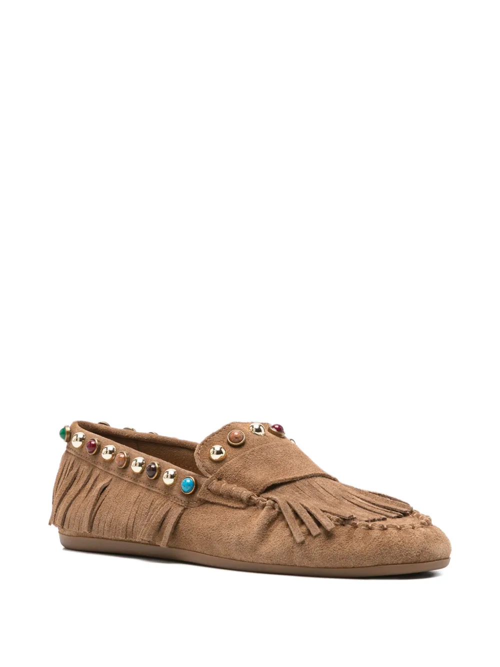 Bibi Lou Loafers met franje afwerking en studs Beige