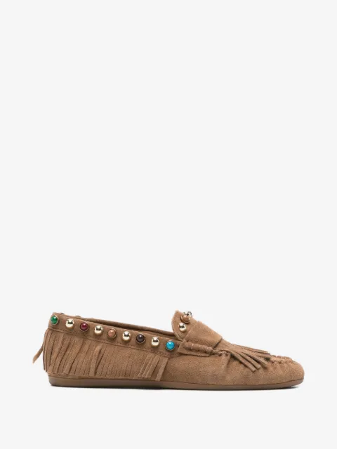 Bibi Lou fringe-trimmed studded loafers