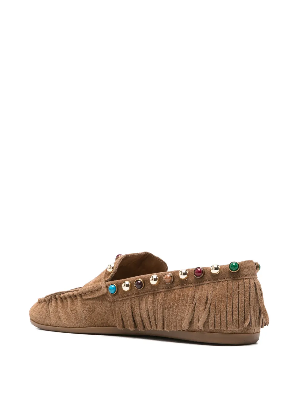 Bibi Lou Loafers met franje afwerking en studs Beige