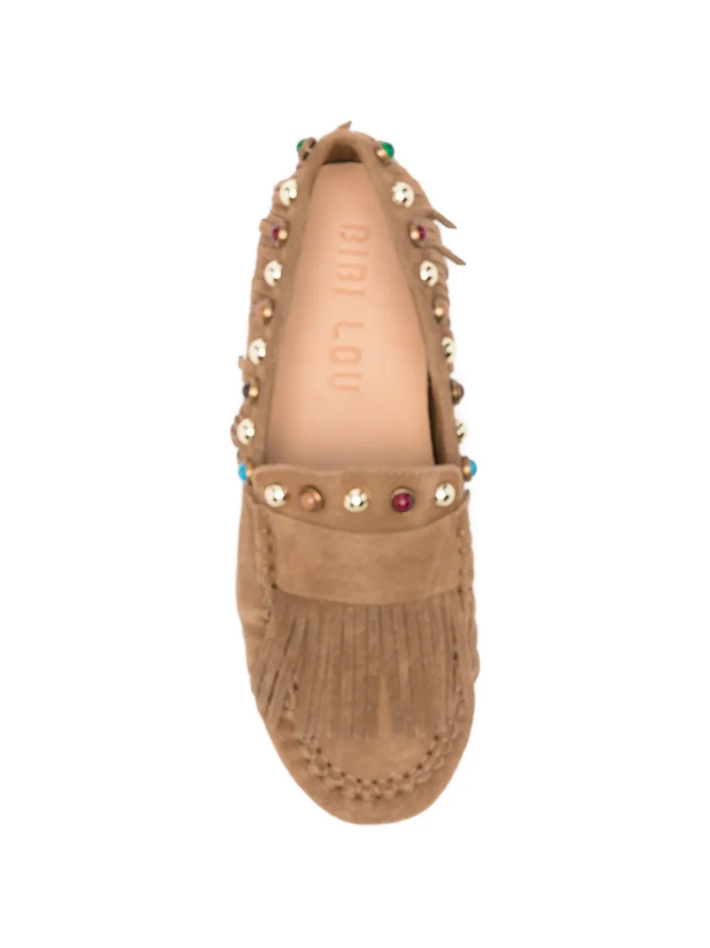 Bibi Lou Loafers met franje afwerking en studs Beige