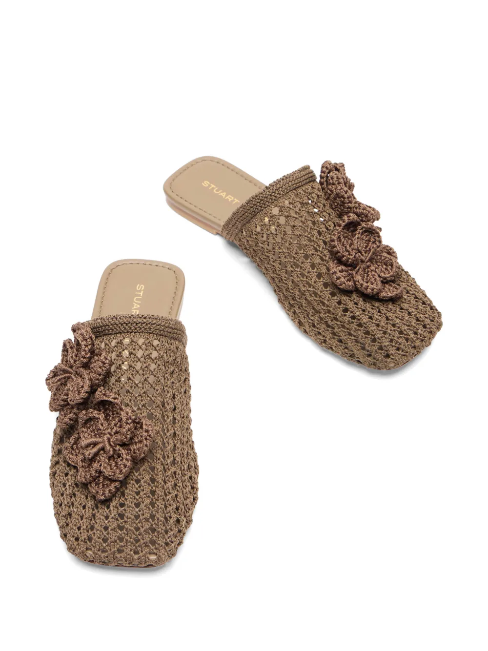 Stuart Weitzman Lotus gehaakte muiltjes Bruin