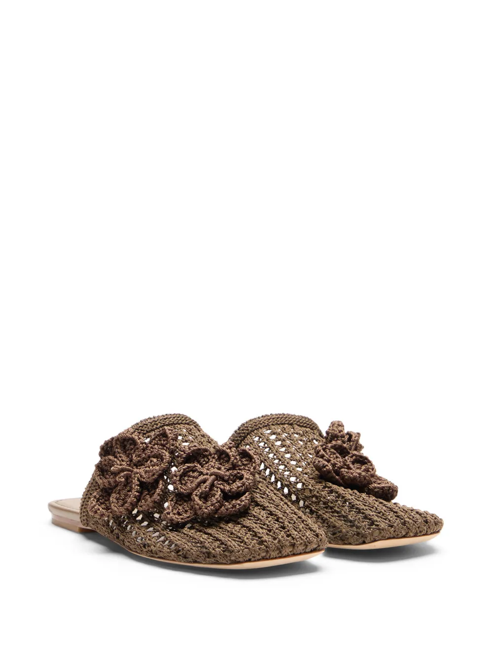 Stuart Weitzman Lotus gehaakte muiltjes Bruin