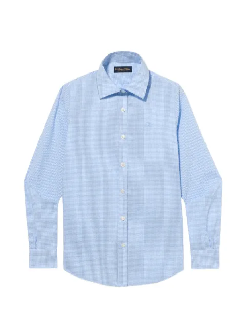 Brooks Brothers logo-embroidered micro-checked shirt