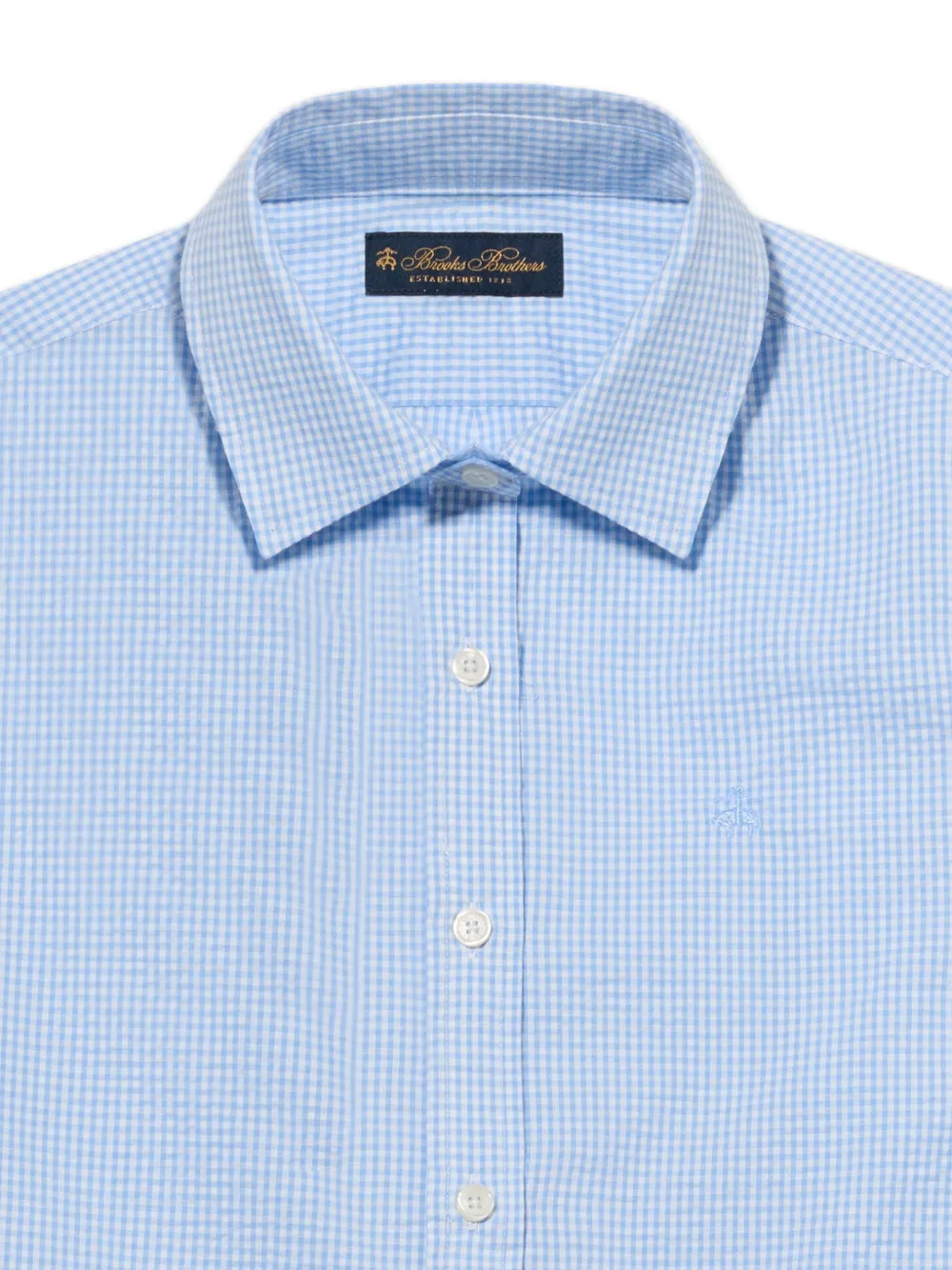 Brooks Brothers Geruite blouse met geborduurd logo Blauw