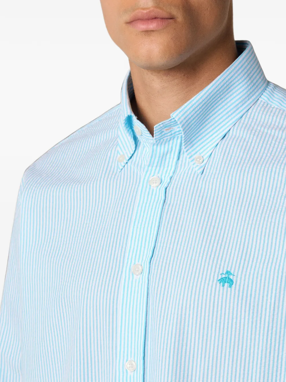 Brooks Brothers Overhemd met geborduurd logo Blauw
