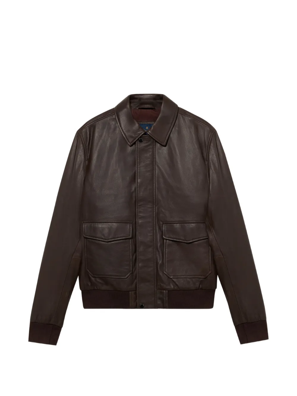 Brooks Brothers pointed-collar leather jacket - Braun