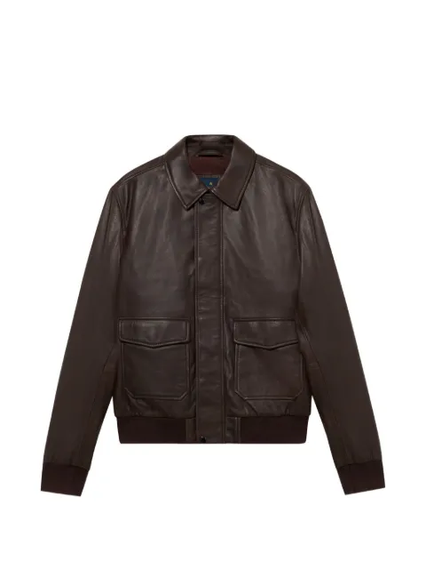 Brooks Brothers pointed-collar leather jacket