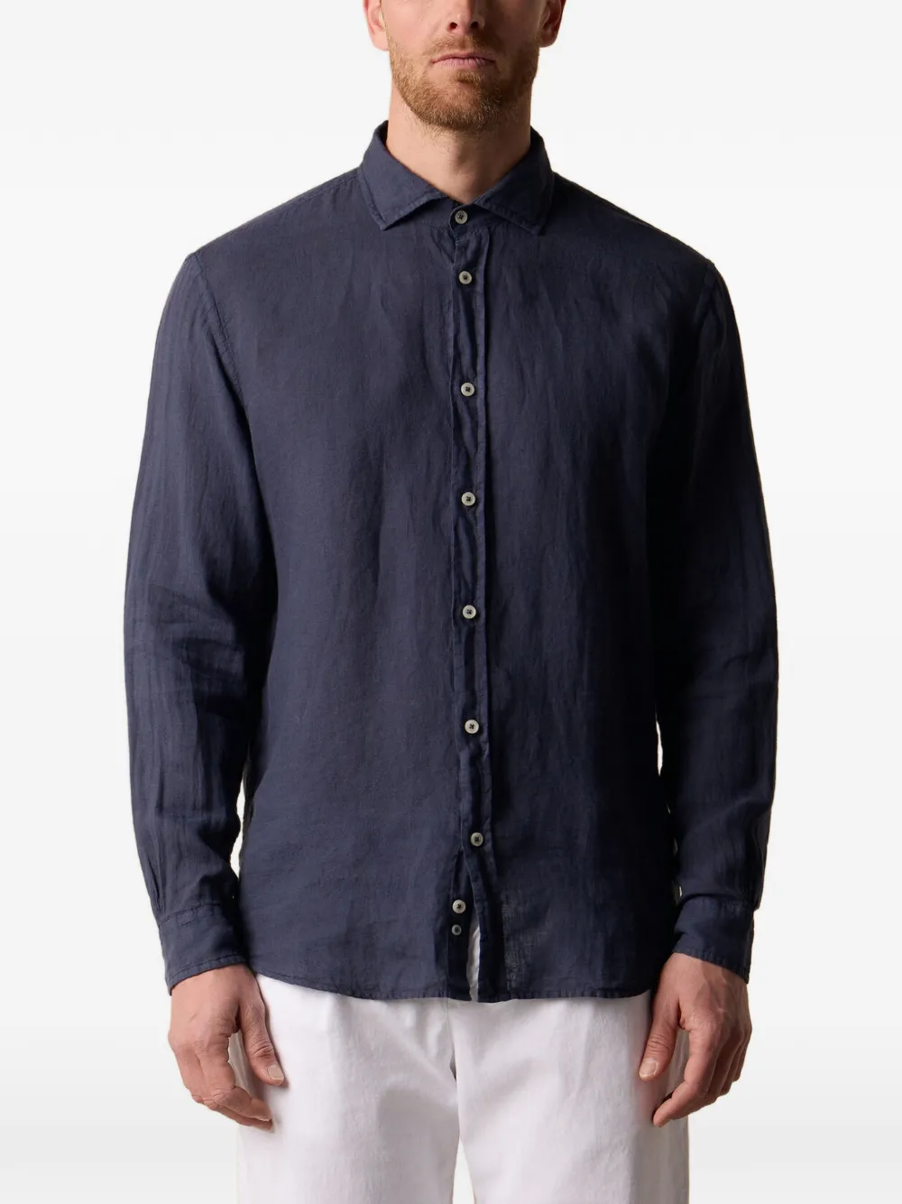 Brooks Brothers spread-collar linen shirt - Blu