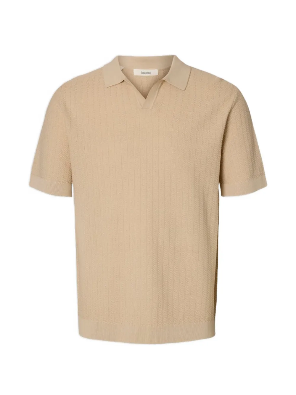 Selected Linen-blend Polo Shirt In Neutral