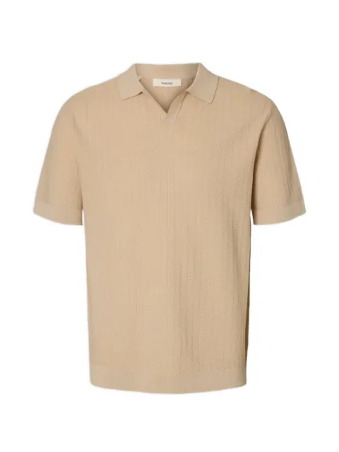 SELECTED linen-blend polo shirt