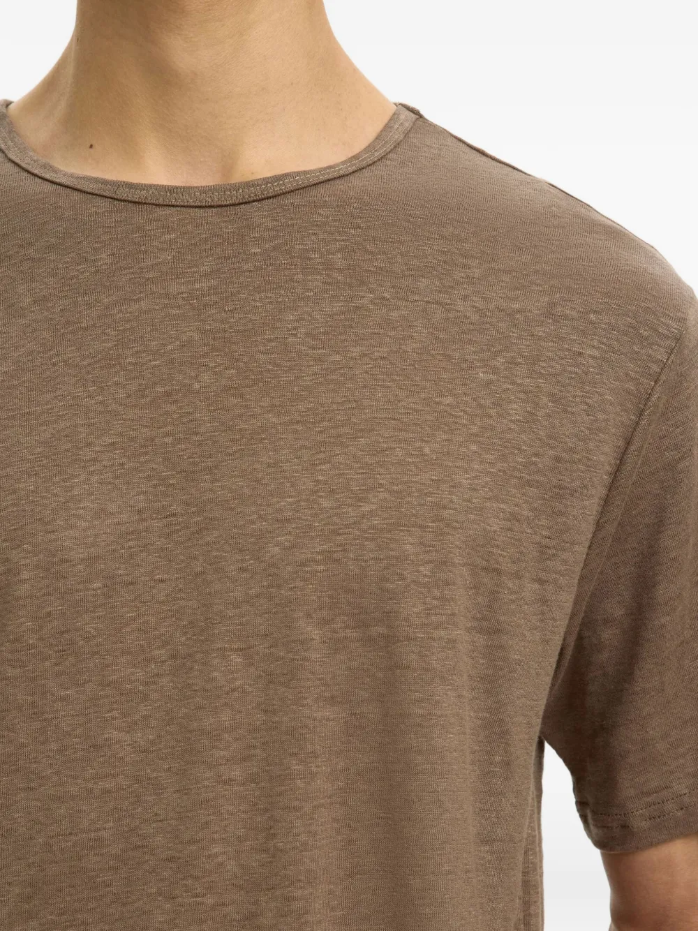 SELECTED T-shirt met slub-textuur Bruin