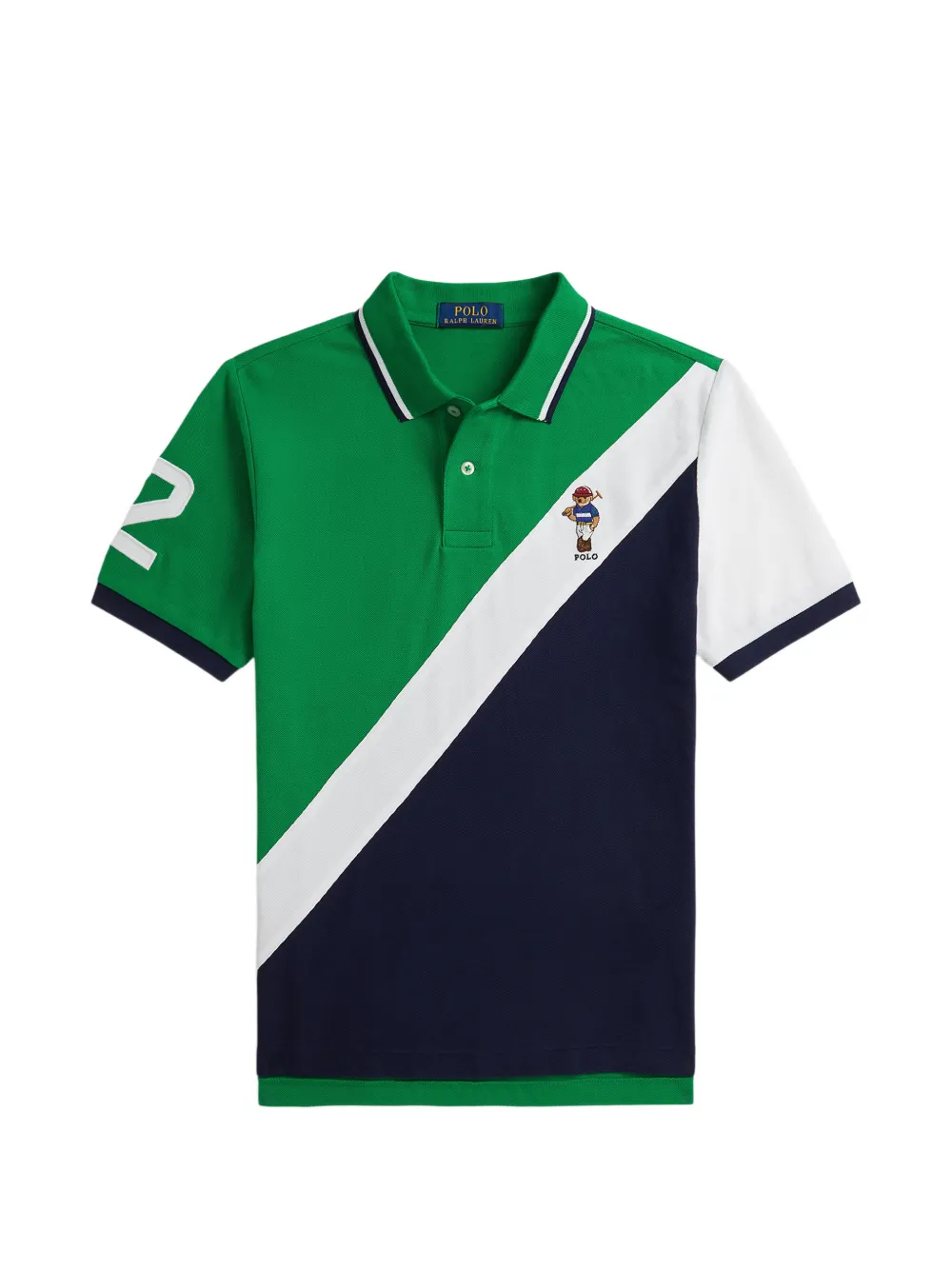 POLO RALPH LAUREN KIDS Polo Bear colour-block polo shirt - Verde