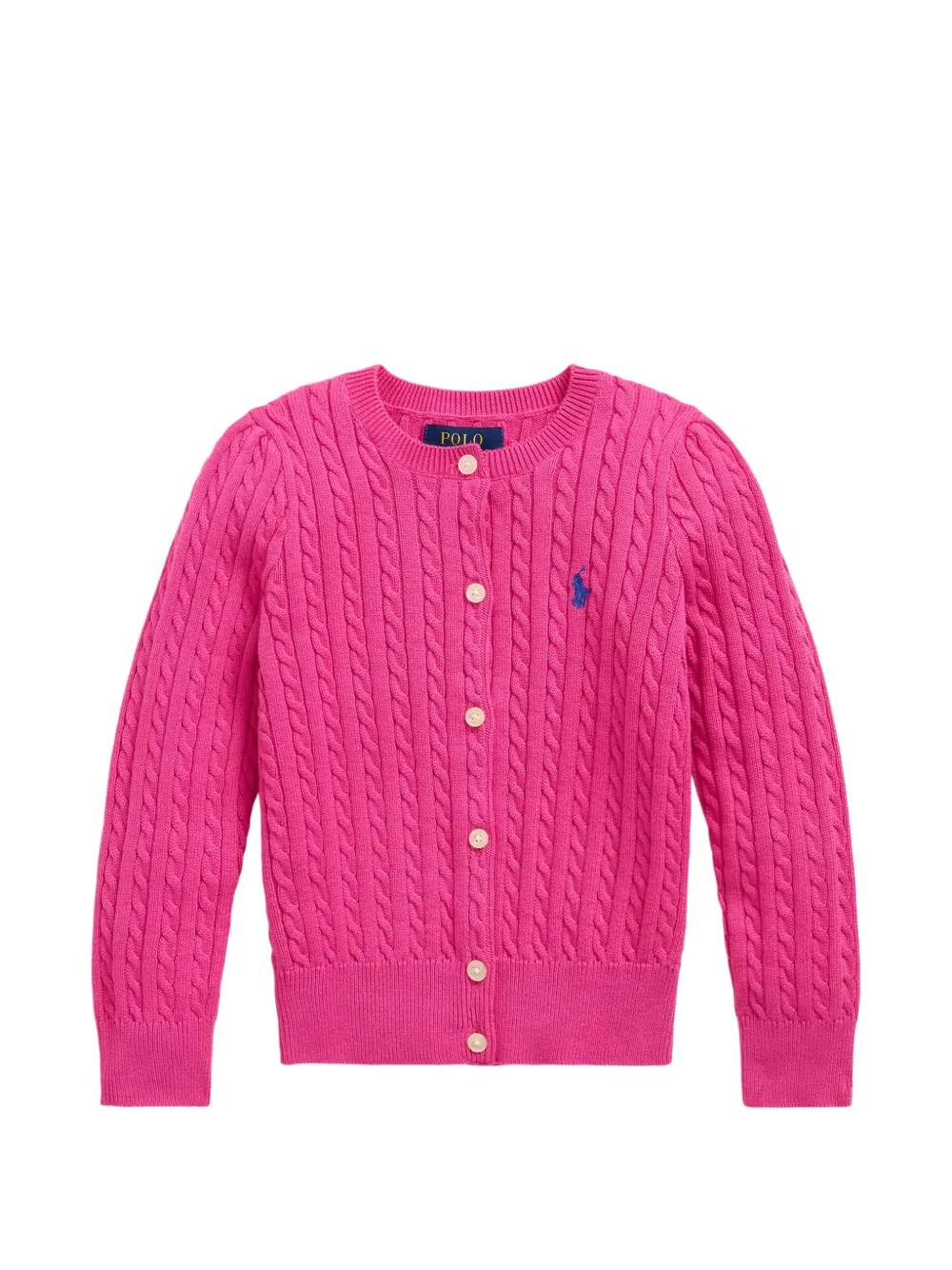 POLO RALPH LAUREN KIDS cable-knit logo-embroidered cardigan - Rosa