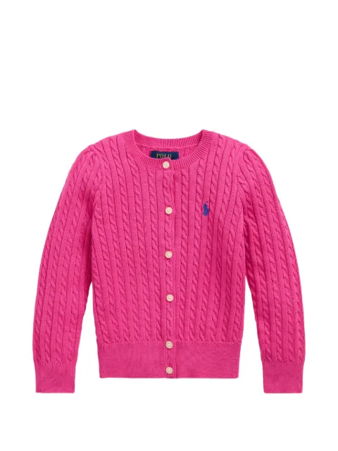POLO RALPH LAUREN KIDS cable-knit logo-embroidered cardigan