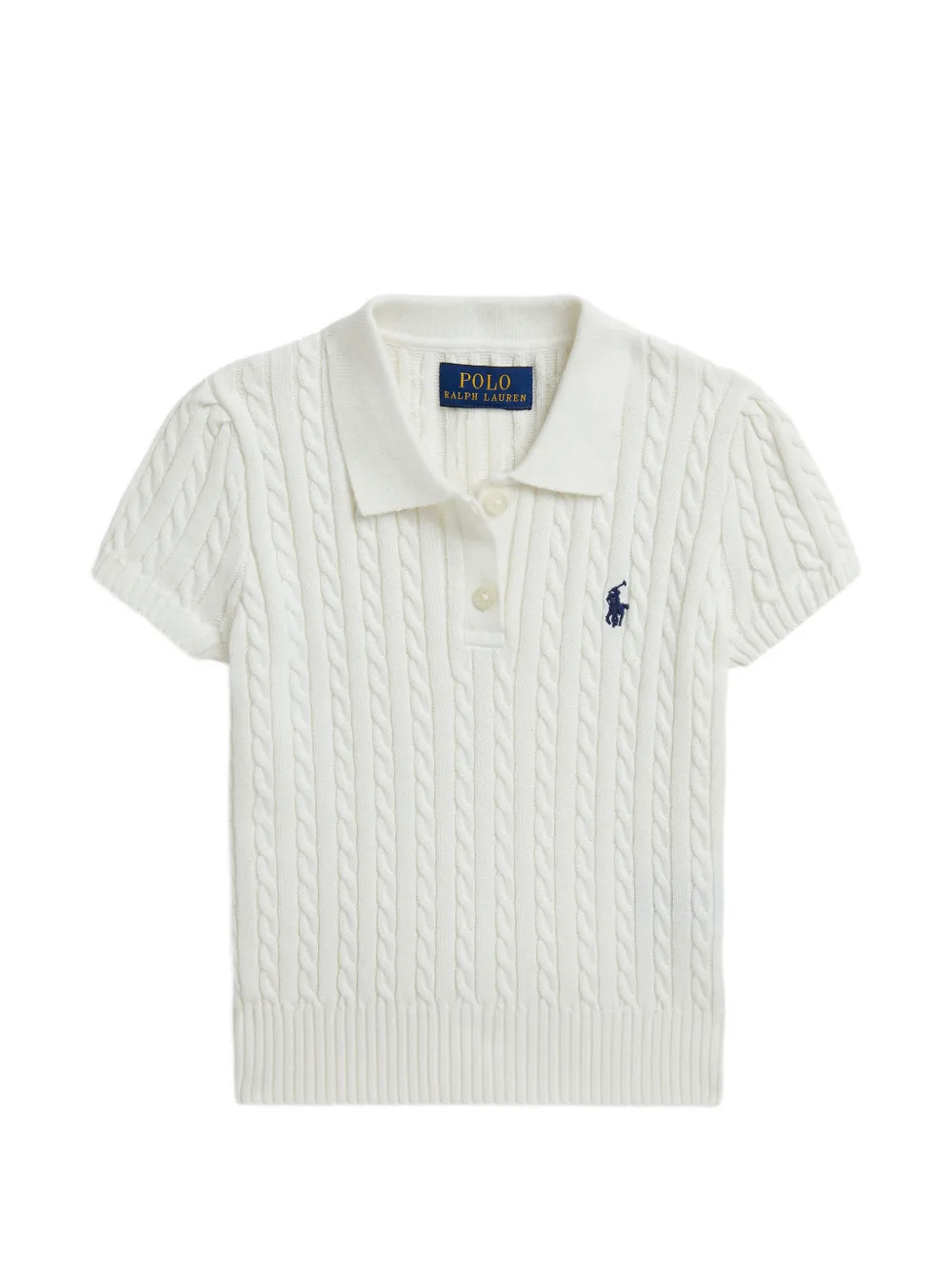 POLO RALPH LAUREN KIDS cable-knit polo shirt - Bianco