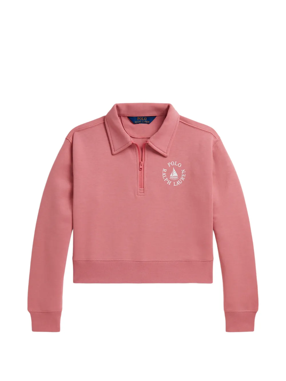 POLO RALPH LAUREN KIDS logo-print quarter-zip sweater - Pink