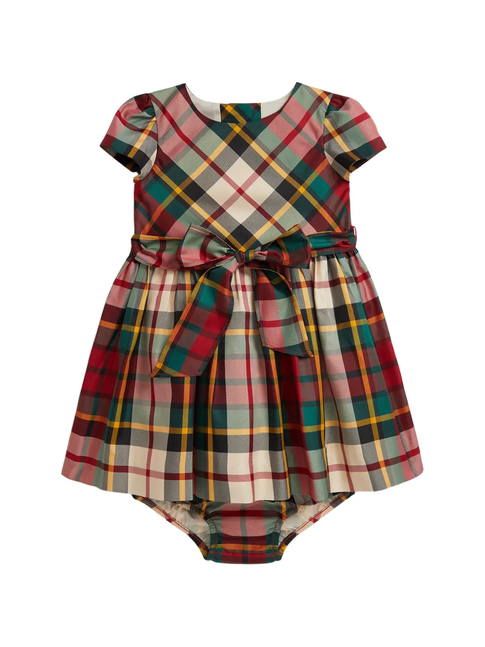POLO RALPH LAUREN KIDS tartan-print bow-detail dress - Rosso
