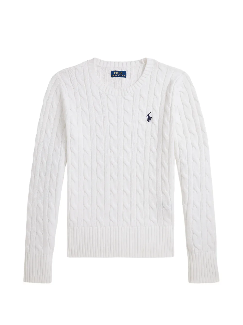 POLO RALPH LAUREN KIDS cable-knit embroidered-logo sweater - Bianco