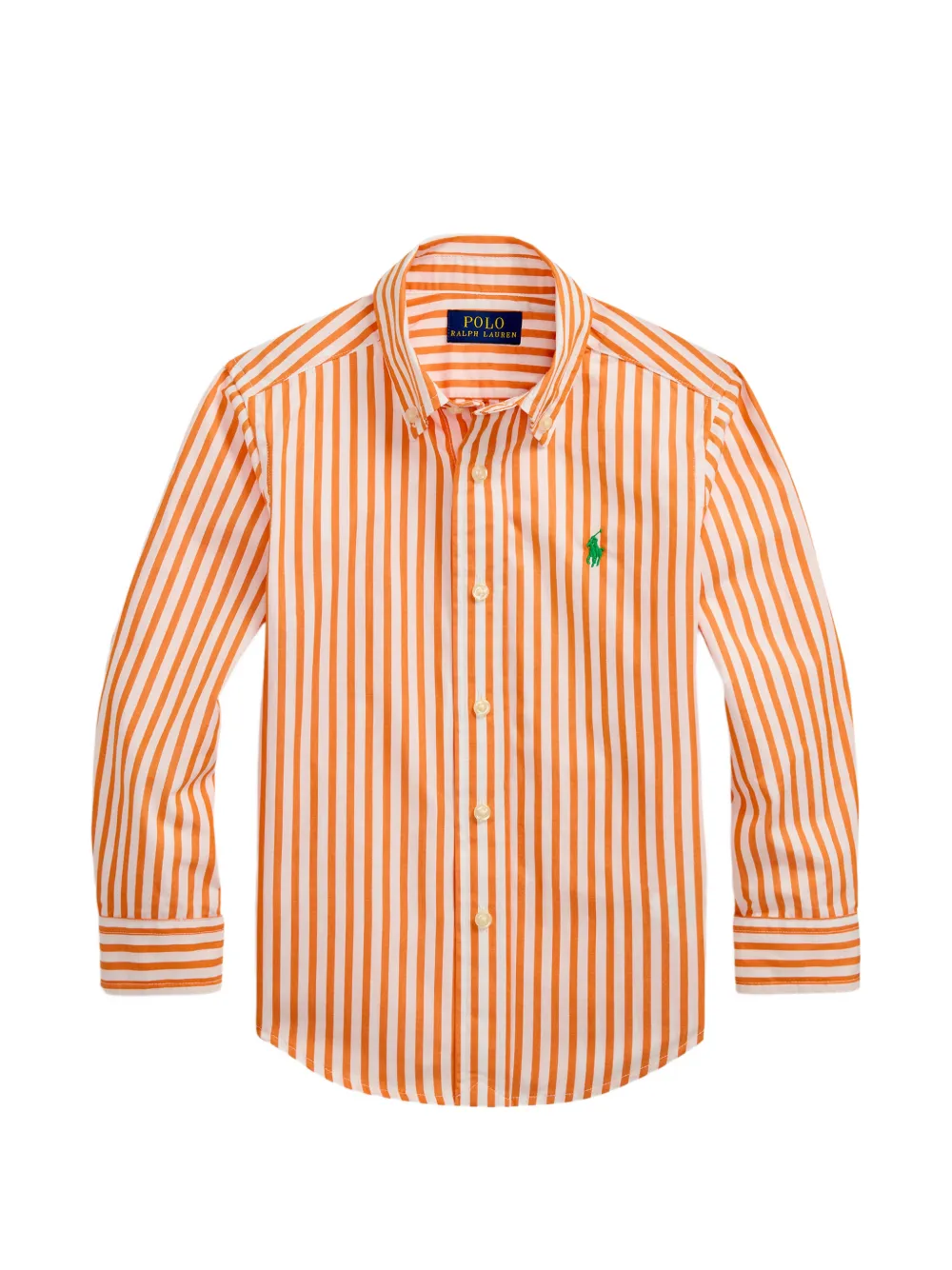 POLO RALPH LAUREN KIDS striped embroidered-logo shirt - Orange