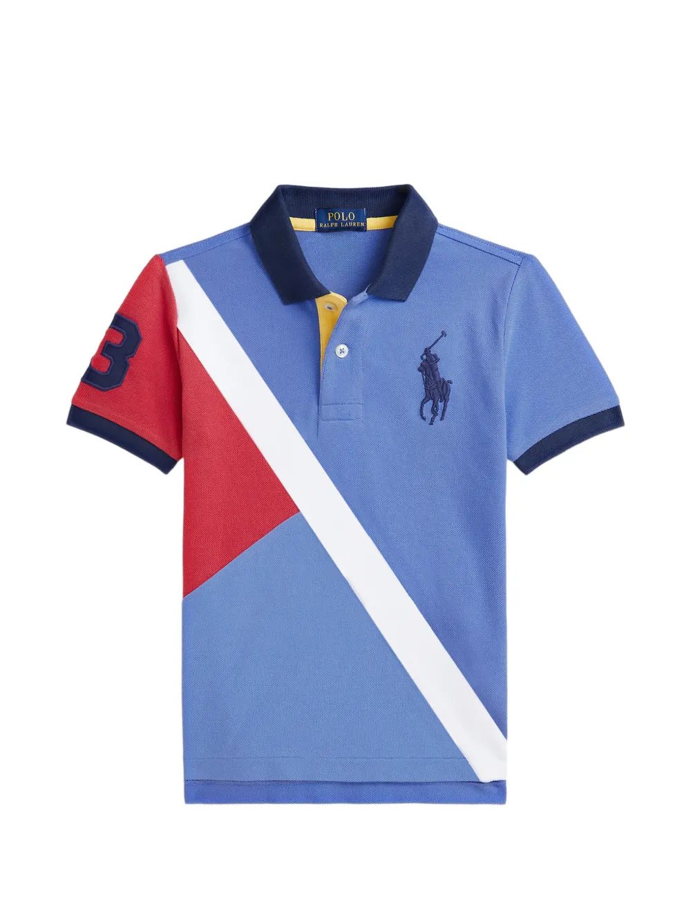 POLO RALPH LAUREN KIDS logo-embroidered colour-block polo shirt - Blu