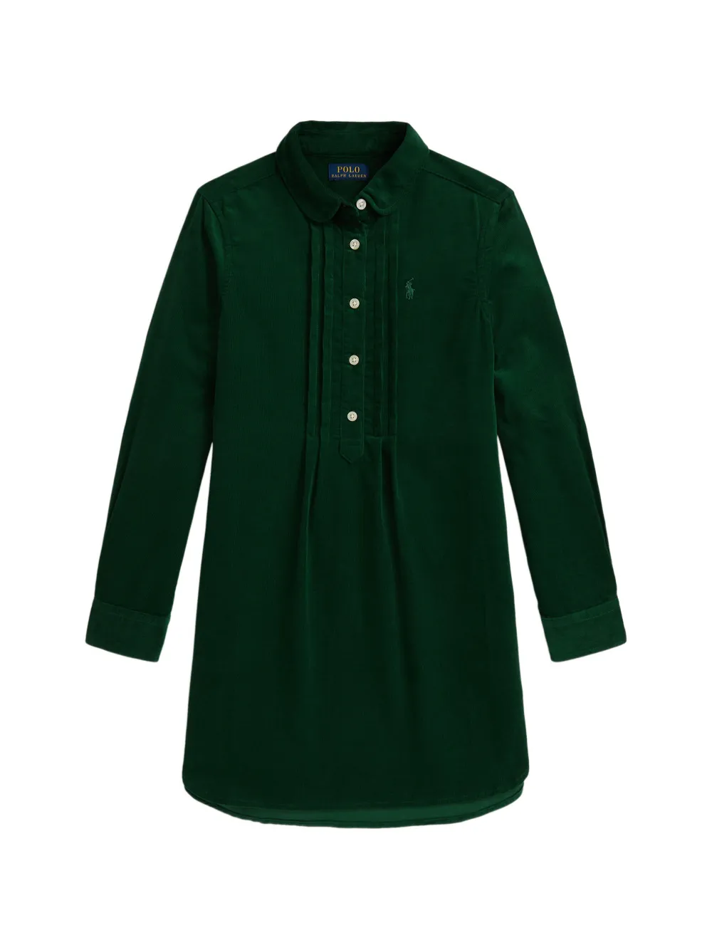 POLO RALPH LAUREN KIDS corduroy pleated shirt dress - Verde