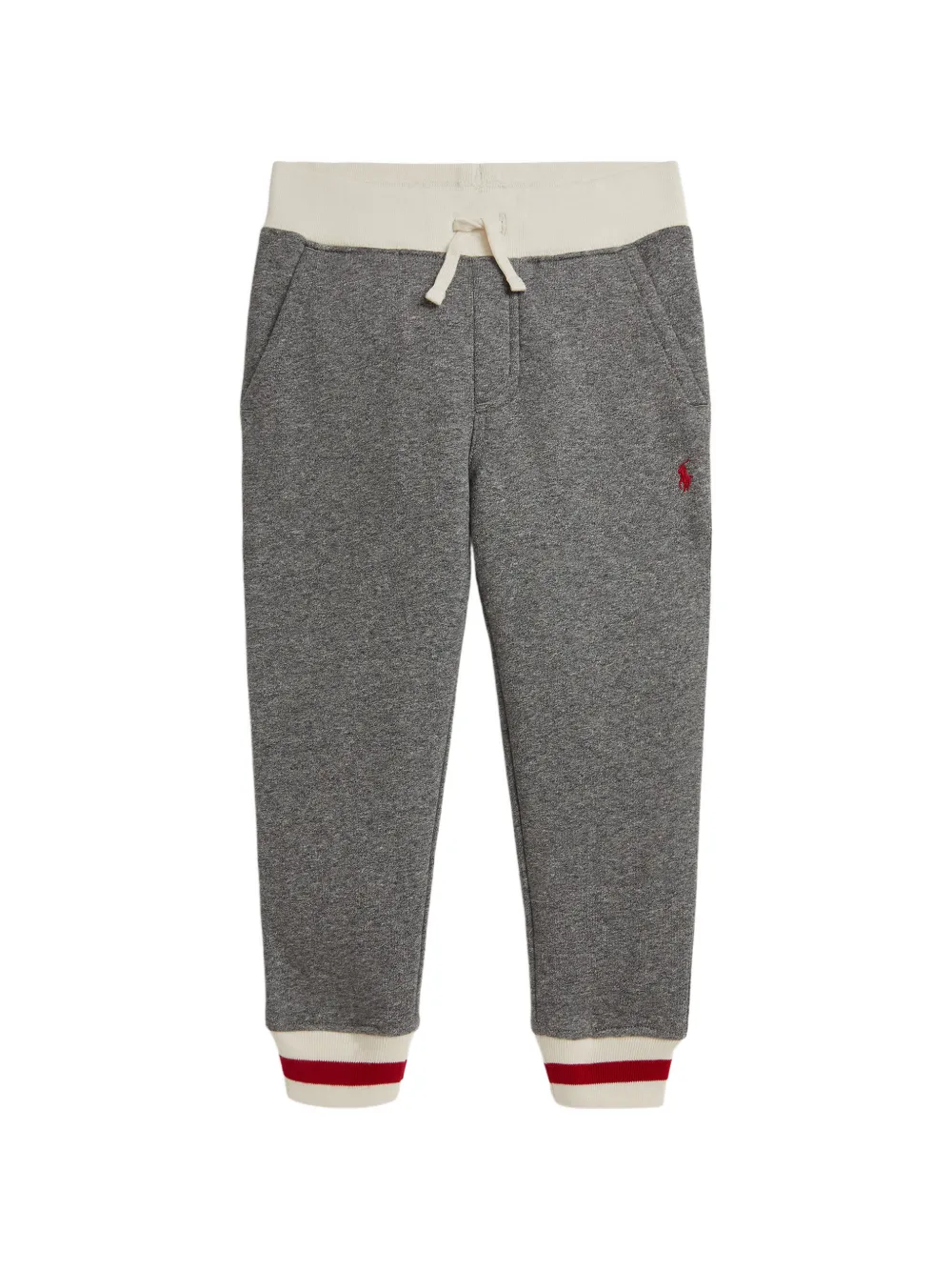 POLO RALPH LAUREN KIDS logo-embroidered striped-cuff track pants - Grigio
