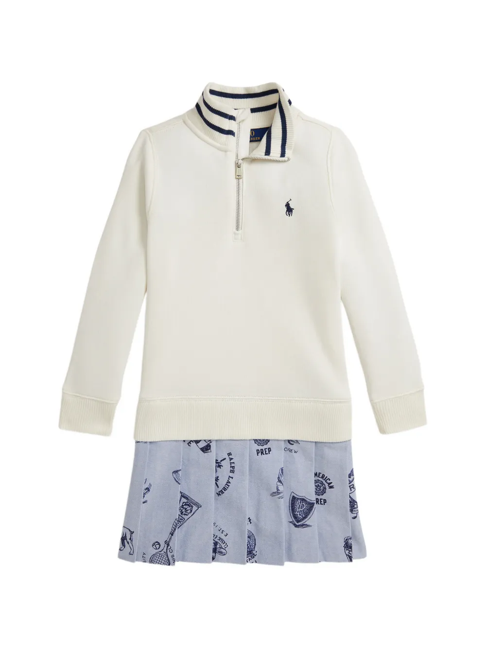 POLO RALPH LAUREN KIDS pleated-skirt half-zip dress - Toni neutri
