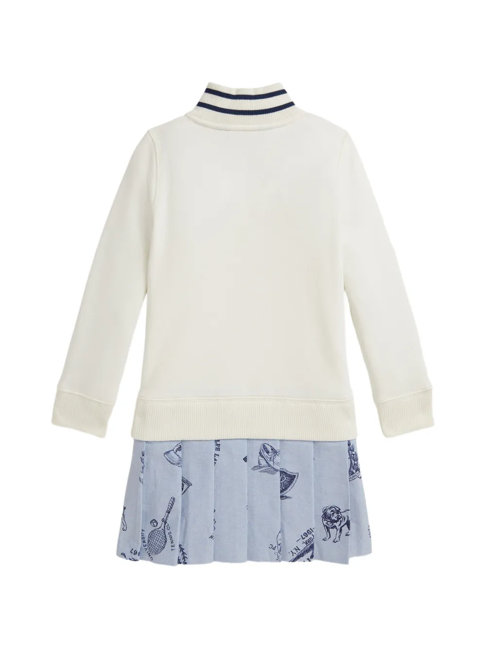 POLO RALPH LAUREN KIDS Jurk met geplooide rok en halve rits Beige