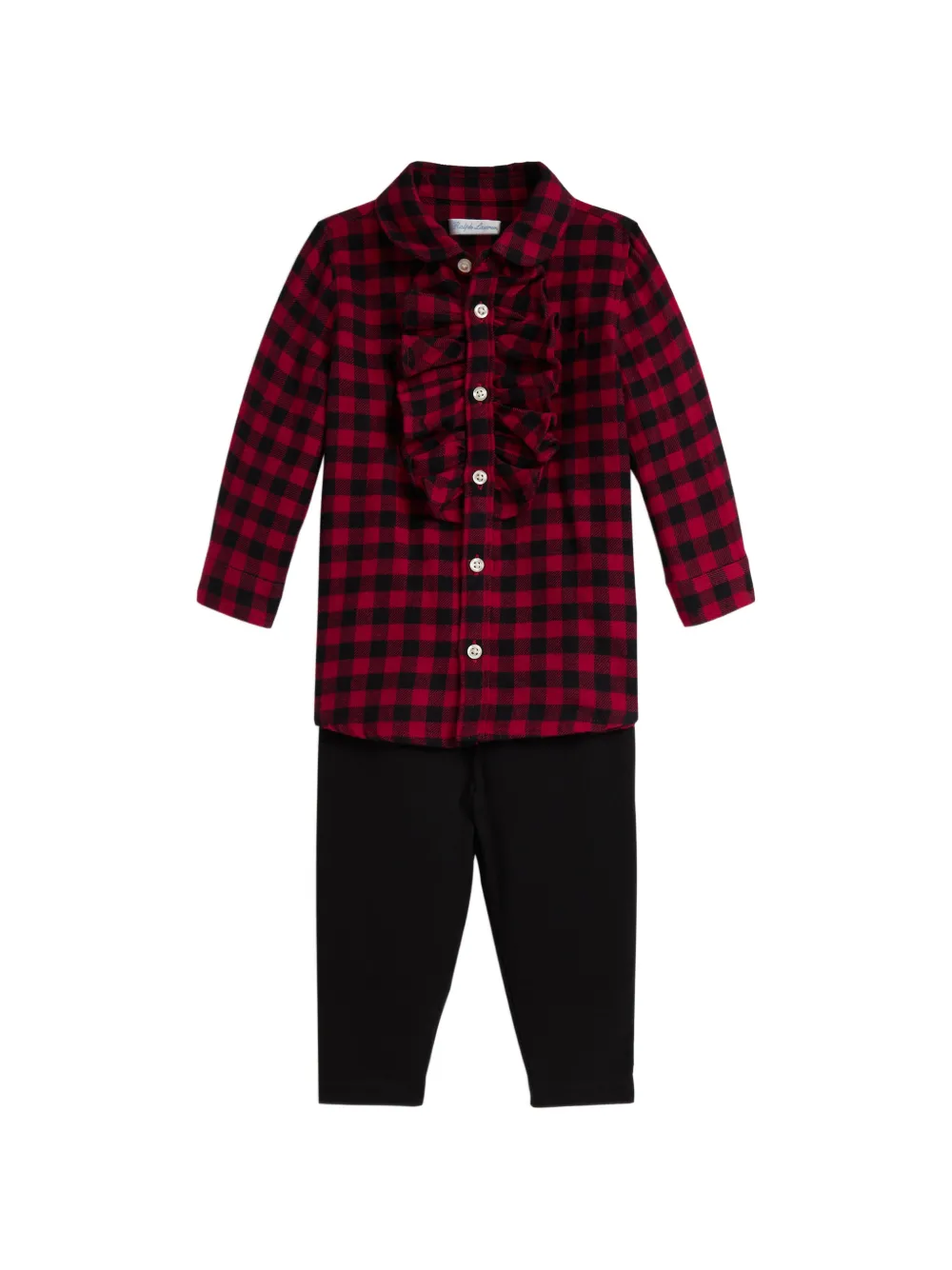POLO RALPH LAUREN KIDS ruffled-detail trousers set - Rosso