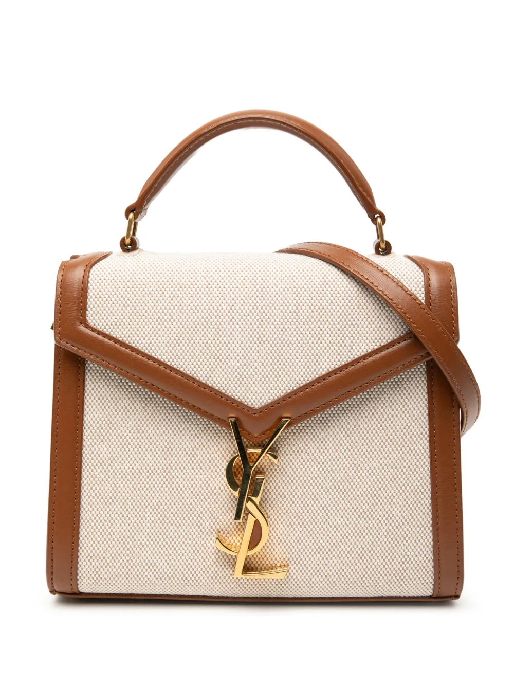 Saint Laurent Pre-Owned 2020 Mini Canvas Monogram Cassandra Top Handle Bag satchel - Marrone
