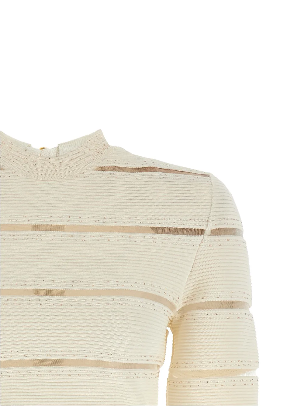 Balmain Mini-jurk verfraaid met pailletten en mesh Beige