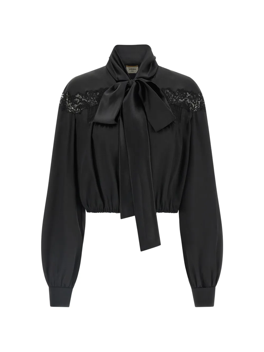 Saint Laurent lace lavallière silk blouse - Black