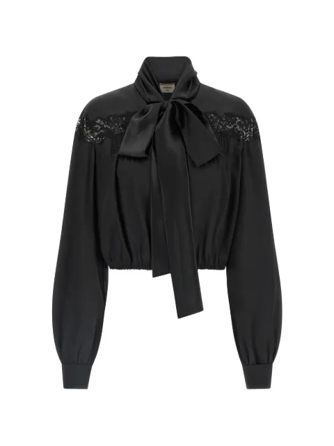 Saint Laurent lace lavallière silk blouse