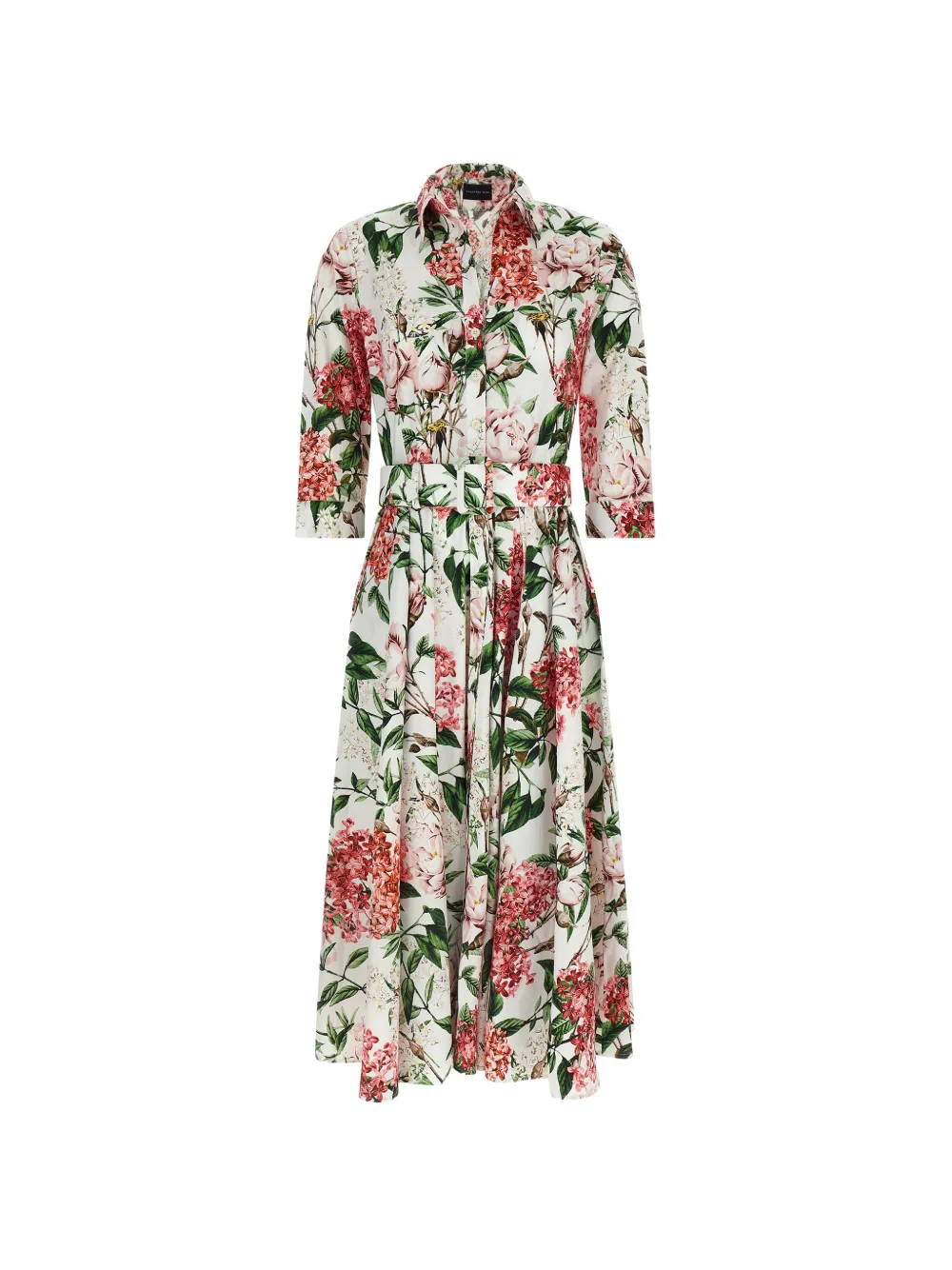 Samantha Sung Abelia floral-print belted midi dress - Bianco