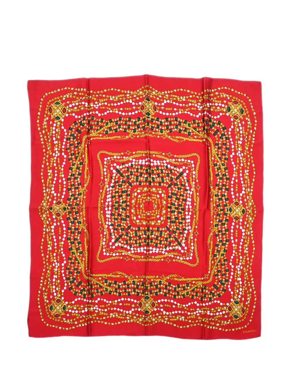 CHANEL Pre-Owned 1990-2000s chain print scarf - Rosso