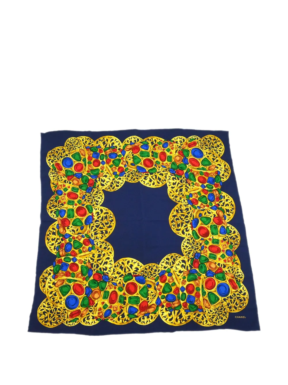 CHANEL Pre-Owned 1990-2000s jewel-print silk scarf - Blau