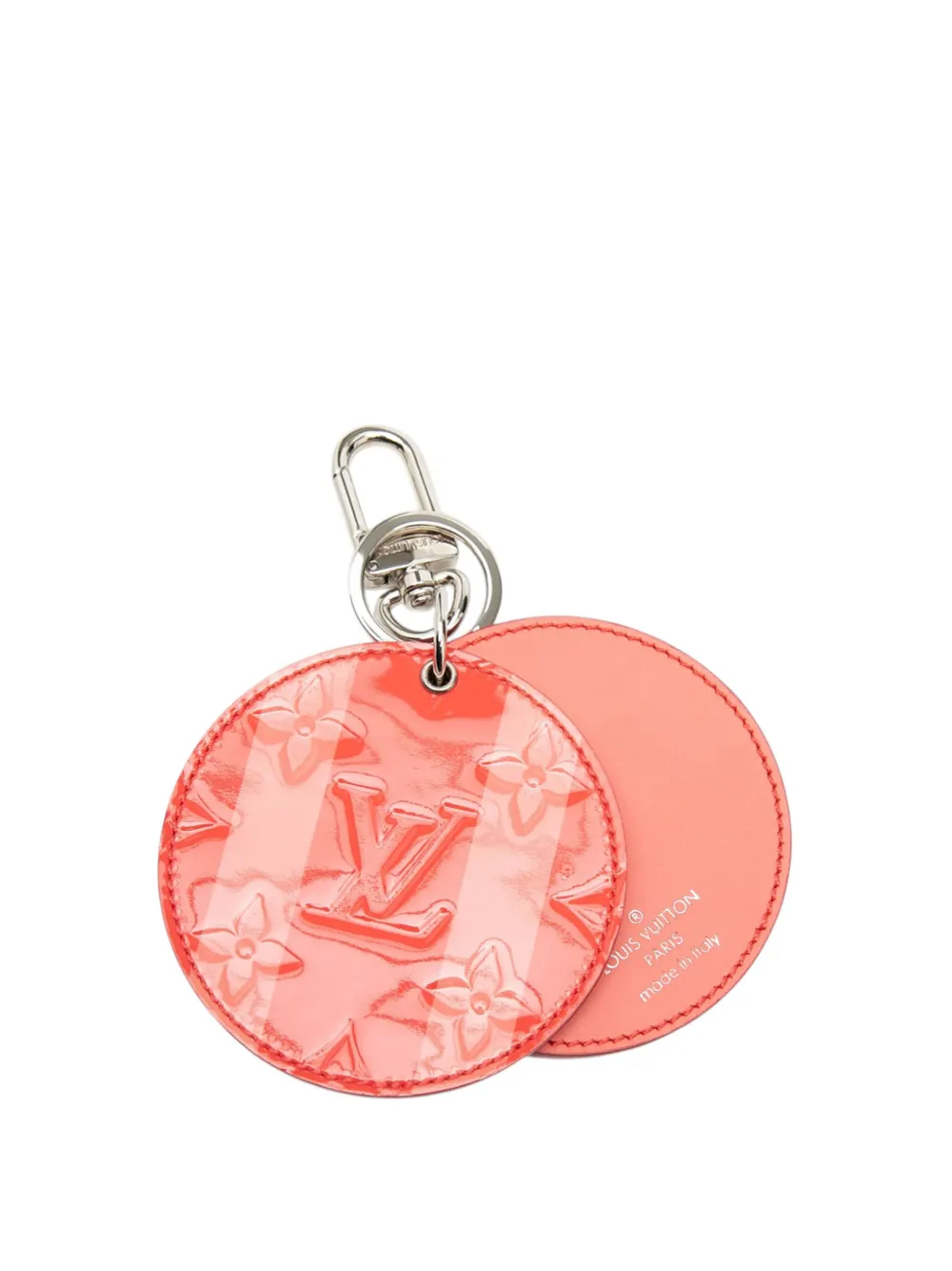 Louis Vuitton Pre-Owned 2015 Rose Litchi Monogram Vernis Sweet Stripes Mirror Bag Charm and Holder key chain - Rosso