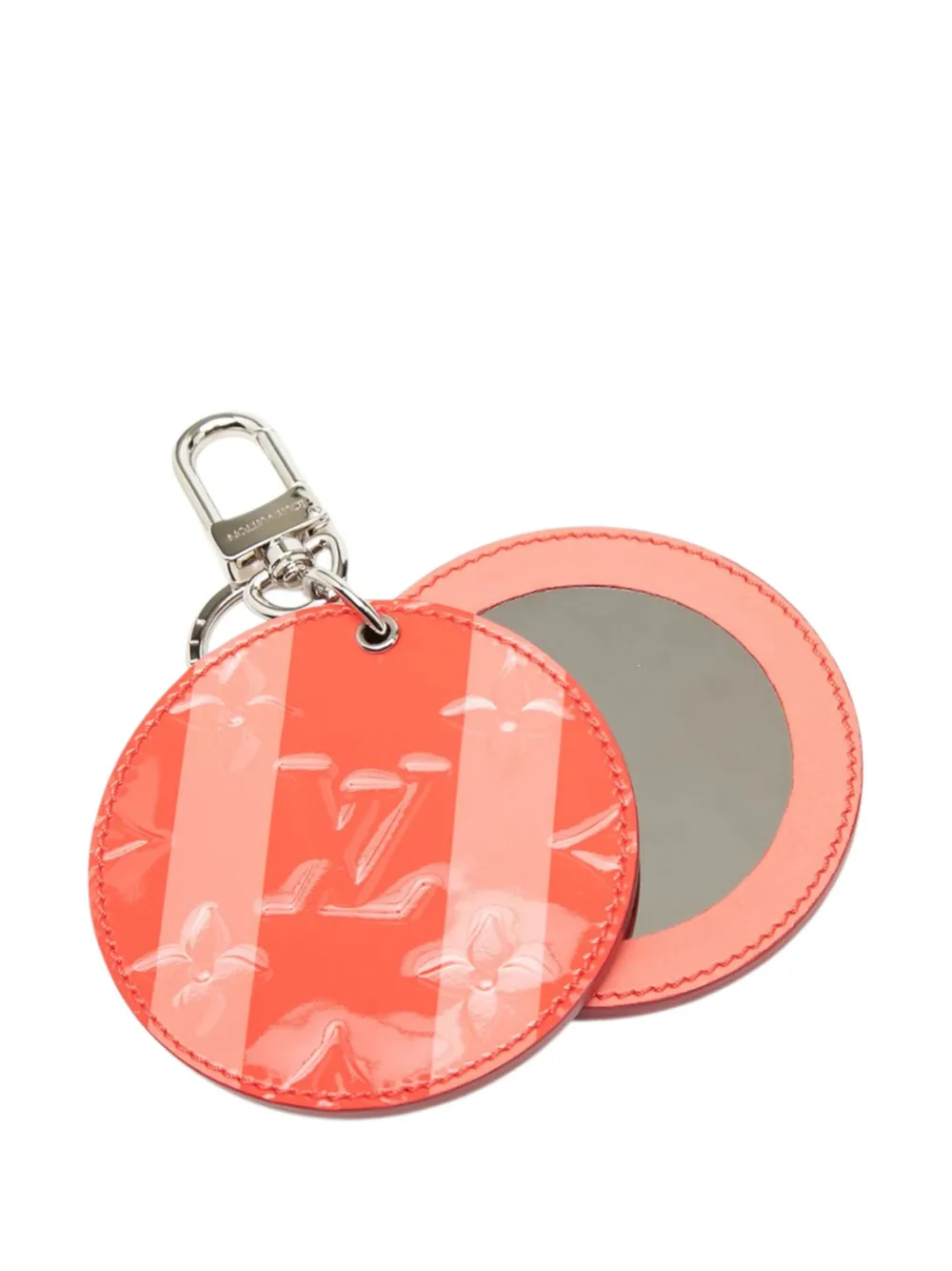  Louis Vuitton Pre-owned 2015 Rose Litchi Monogram Vernis Sweet Stripes Mirror Bag Charm And Holder Key Chain - Red 