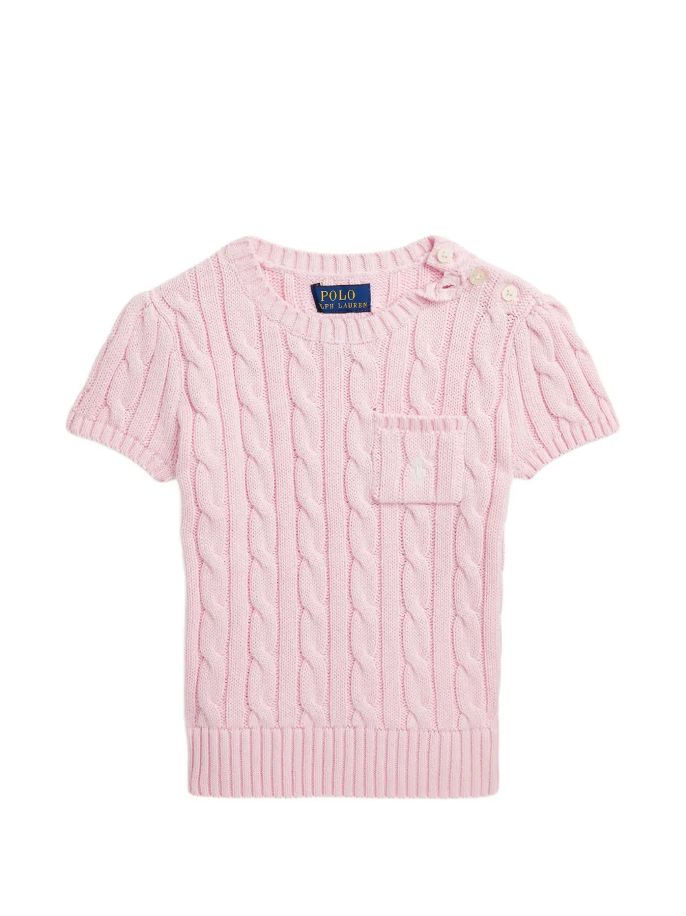 POLO RALPH LAUREN KIDS cable-knit button-detail sweater - Rosa